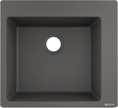 Мойка кухонная Hansgrohe S51, гранит, квадрат, без крыла, 560х510х190мм, чаша - 1, накладная, S510-F450, серый камень (43312290) 43312290 фото