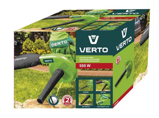 Verto Повітря-пилосос садовий, 500Вт, потік повітря 2.2 куб/хв, мішок 0.6л, 1.5 кг (52G505) 52G505 фото