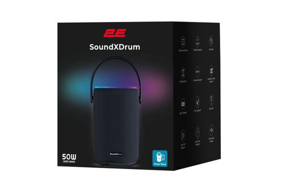 2E Акустическая система SoundXDrum TWS, MP3, Wireless, Waterproof Black (2E-BSSXDWBK) 2E-BSSXDWBK фото