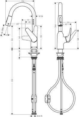 Змішувач для кухні Hansgrohe Focus M42, довжина виливу - 224мм, витяжний, 1важіль, KM180, хром (71801000) 71801000 фото