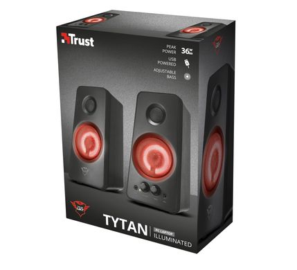 Trust Акустическая система (Колонки) 2.0 GXT 608 Tytan Illuminated Speaker Set BLACK (21202_TRUST) 21202_TRUST фото