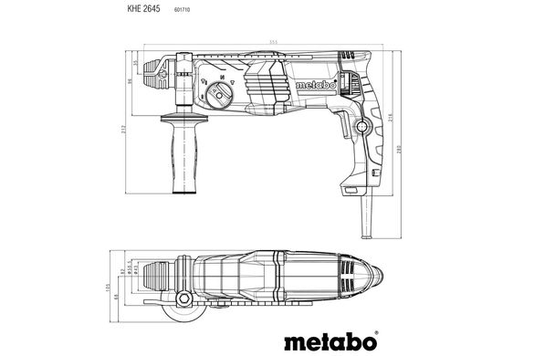 Metabo Перфоратор KHE 2645, 850Вт, SDS-plus, 2.9Дж, 3 режима, 0-1150об/мин (601710500) 601710500 фото