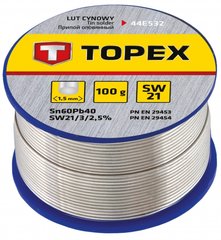 Topex 44E532 Припій олов'яний 60% Sn, дріт 1.0 мм, 100 г (44E532) 44E532 фото