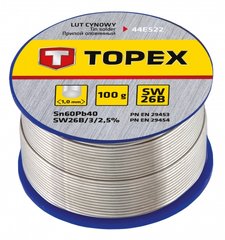 Topex Припій олов'яний 60% Sn, дріт 1.0 мм, 100 г (44E522) 44E522 фото