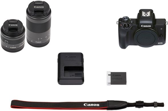 Canon Цифровая фотокамера EOS M50 Mk2 + 15-45 IS STM Kit Black (4728C043) 4728C043 фото