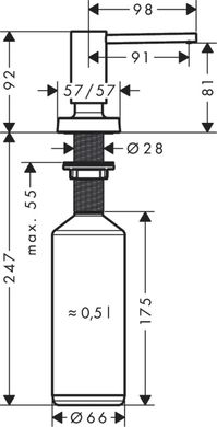 Hansgrohe Дозатор для миючих засобів A71, 500мл, сталевий (40468800) 40468800 фото