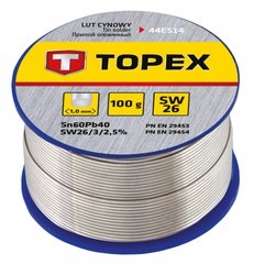 Topex 44E514 Припій олов'яний 60% Sn, дріт 1.0 мм, 100 г (44E514) 44E514 фото