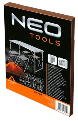 Neo Tools Набор стол и стулья раскладные, стол 120х60х54(74)см, 4 стула, 6.9кг (63-159) 63-159 фото