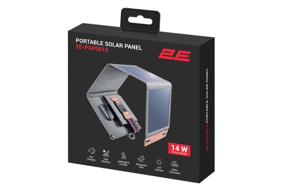 2E Портативная солнечная панель, 14 Вт зарядное устройство, USB-A 5V/2.4A (2E-PSP0010) 2E-PSP0010 фото