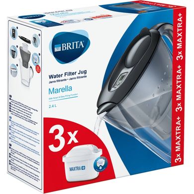 Brita Фільтр-глечик Marella + 3 картриджі 2.4 л (1.4 л очищеної води), графіт (1039274) 1039274 фото