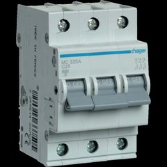 Автоматичний вимикач Hager In=25 А, 3п, 6 kA, 3м MC325A 99-00010966 фото