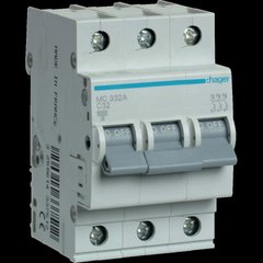 Автоматичний вимикач Hager In=32 А, 3п, 6 kA, 3м MC332A 99-00010967 фото