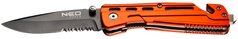 Neo Tools 63-026 Нож складной с фиксатором, с лезвием 8,5см для разрезания ремней из стали 440, чехол, 110 г (63-026) 63-026 фото