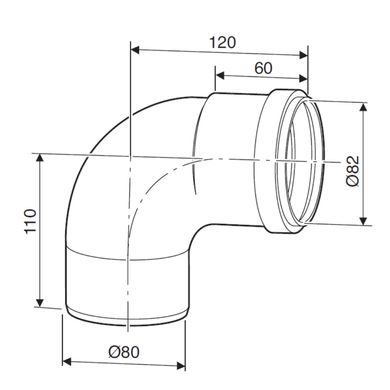 Bosch Отвод FC-SE80-87 на 87° для конденсационных котлов, диаметр 80 мм (7738112654) 7738112654 фото