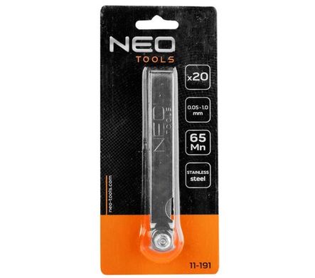 Neo Tools Щупи вимірювальні, набір 20 пластин, 0.05 – 1.0 мм (11-191) 11-191 фото