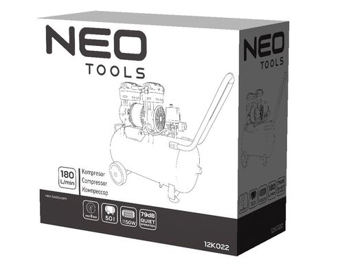 Neo Tools Компрессор, безмасляный, 230В, 50л, 8Бар, 180л/мин, 1150Вт, асинхронный двигатель, IP20 (12K022) 12K022 фото