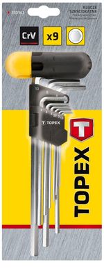 Topex 35D962 Ключи шестигранные HEX 1.5-10 мм, набор 9 шт. (35D962) 35D962 фото