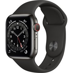 Apple Watch Series 6 GPS + Cellular 40mm Graphite Stainless Steel Case with Black Sport Band M02Y3 222-046322 фото