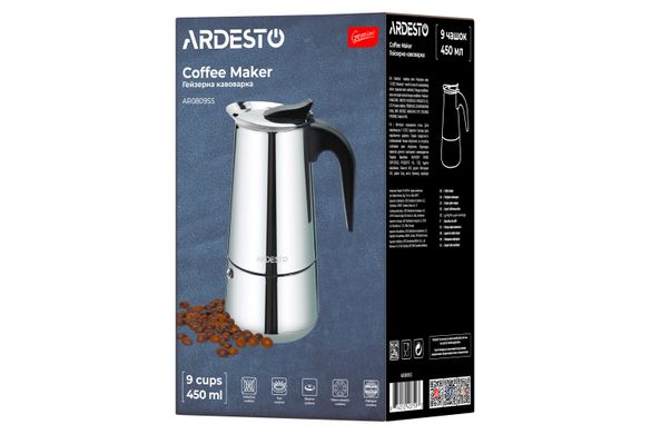 ARDESTO Гейзерная кофеварка Gemini Apulia, 9 чашек, нержавеющая сталь (AR0809SS) AR0809SS фото