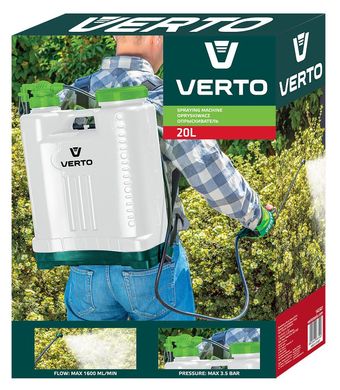 Verto Обприскувач, помповий, пластмаса, 3.5 Бар, 1.6 л/хв, 20л (15G508) 15G508 фото