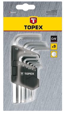 Topex 35D955 Ключи шестигранные HEX 1.5-10 мм, набор 9 шт.*1 уп. (35D955) 35D955 фото
