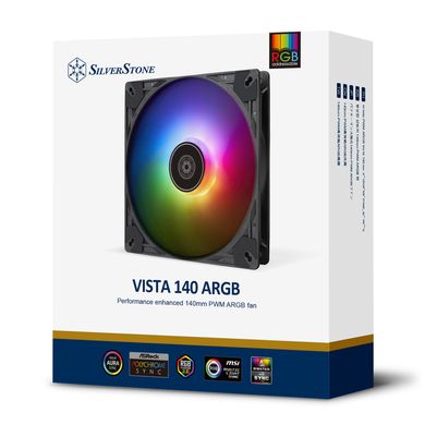 SilverStone Корпусный вентилятор Vista VS140B ARGB, 140mm, 1600rpm, 4pin PWM, 4-1 pin ARGB (5V LED), 30.8dBa (SST-VS140B-ARGB) SST-VS140B-ARGB фото