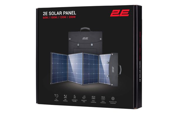 2E Портативна сонячна панель, 200 Вт зарядний пристрій, DC, USB-C PD45W, USB-A 24W (2E-EC-200) 2E-EC-200 фото