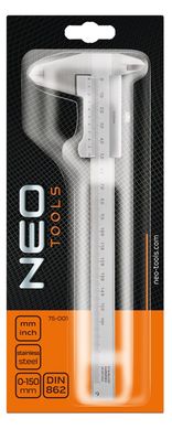 Neo Tools 75-001 Штангенциркуль с сертификатом DIN, 150 мм, нержавеющая сталь (75-001) 75-001 фото
