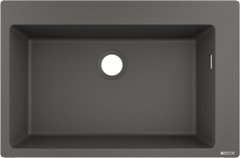Мойка кухонная Hansgrohe S51, гранит, прямоугольник, без крыла, 770х510х190мм, чаша - 1, накладная, S510-F660, серый камень (43313290) 43313290 фото