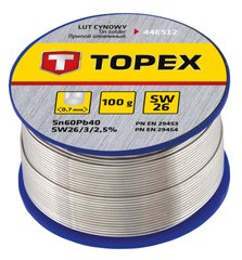 Topex 44E512 Припій олов'яний 60% Sn, дріт 0.7 мм, 100 г (44E512) 44E512 фото