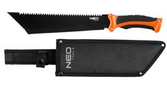 Neo Tools 63-117 Мачете Full Tang, 40см, лезо 25.5см, 3Cr13, ручка ABS+TPR, пила на обусі, нейлоновий чохол (63-117) 63-117 фото